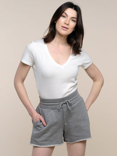 grey fleece shorts women